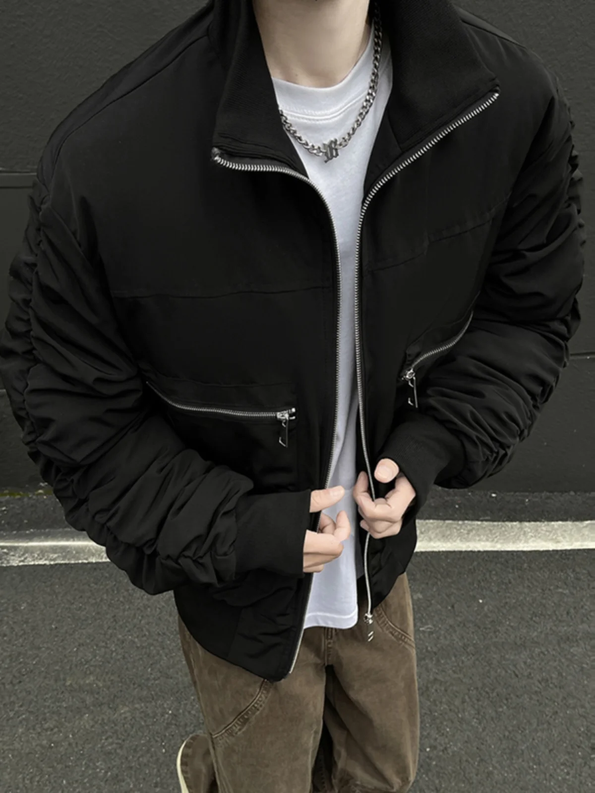 

Американская хлопковая куртка в стиле оверсайз для мужчин, осенне-зимняя модная брендовая уличная одежда, хлопковая куртка на молнии, рабочая одежда из хлопка