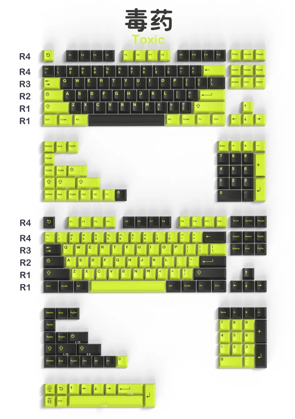 253 Keys GMK Toxic Keycaps ABS Double Shot Keycap Cherry Profile Wavez Key Caps For Cherry MX Switch Mechanical Keyboard