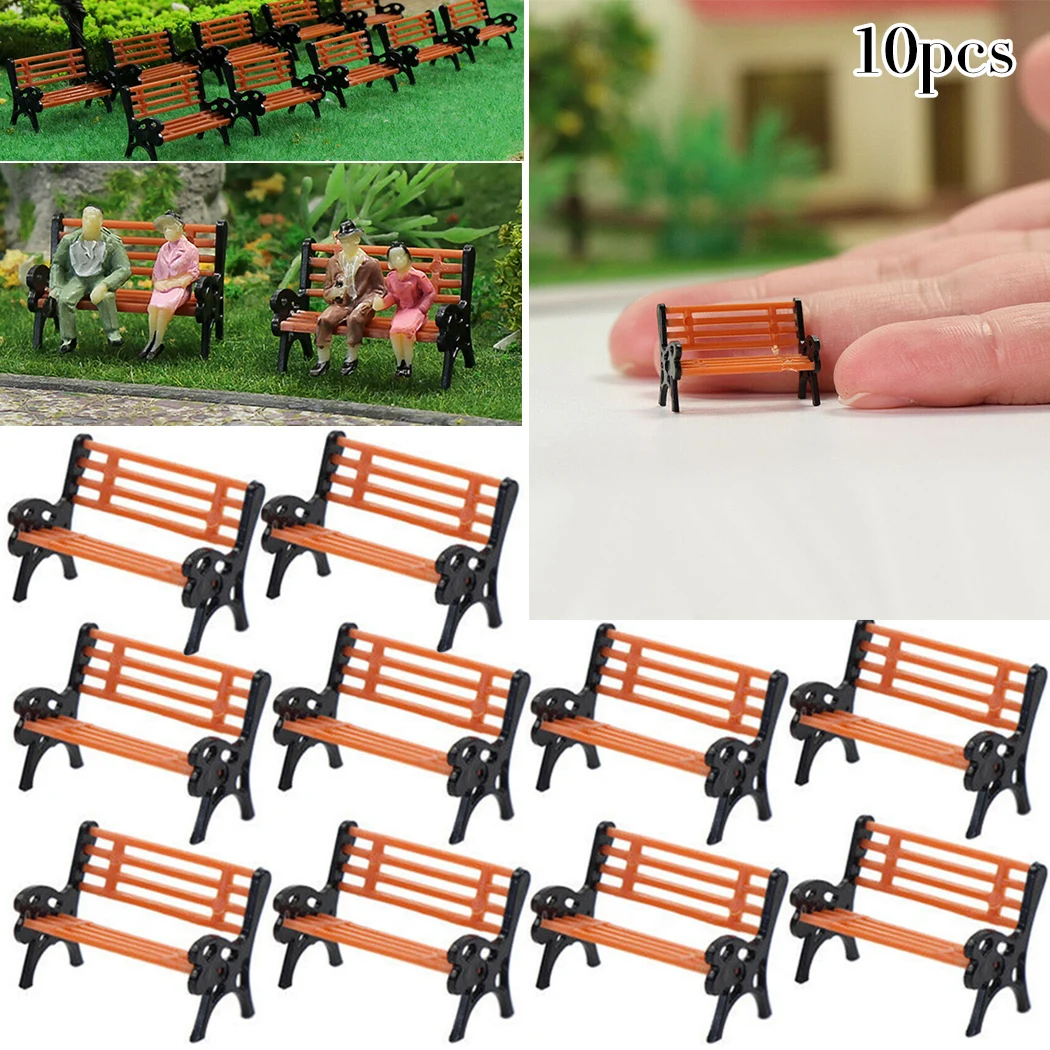 10pcs Model Train 1:87 Bench Chair Settee Street Layout Building Model Train Bench Chair Outdoor Landscape Decoration Kids Toys