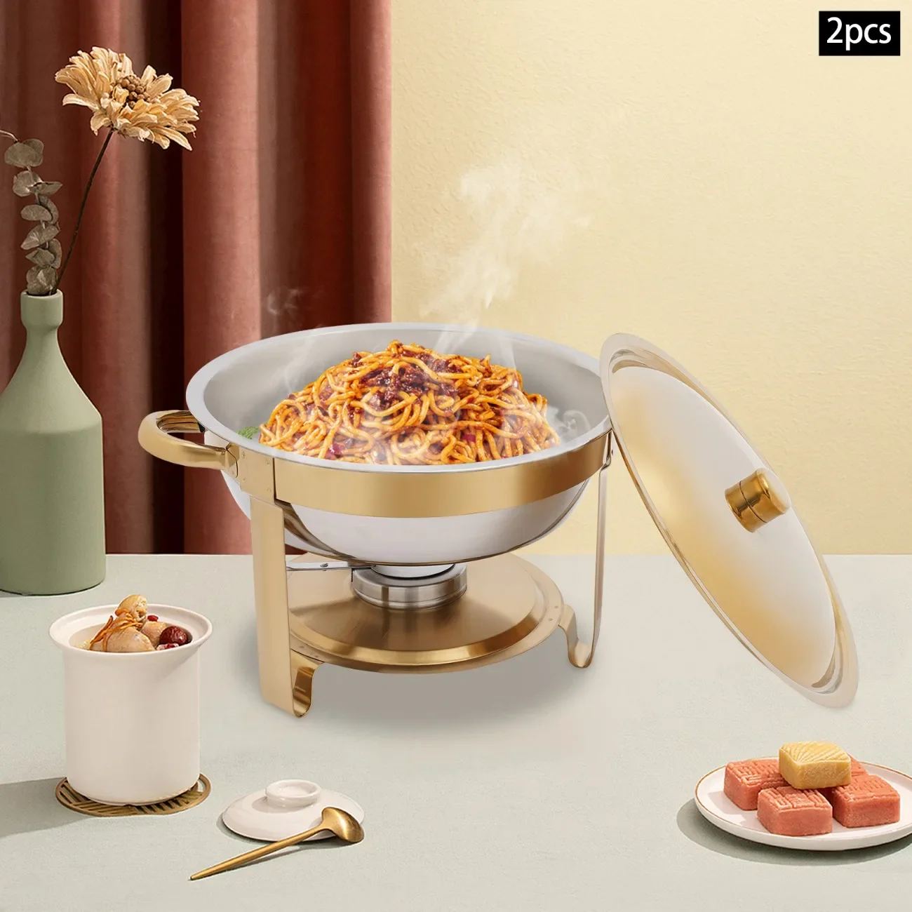 

2PCS Chafing Dish Buffet Warmer Set,Dining Stove, Stainless Steel Food Warming Container