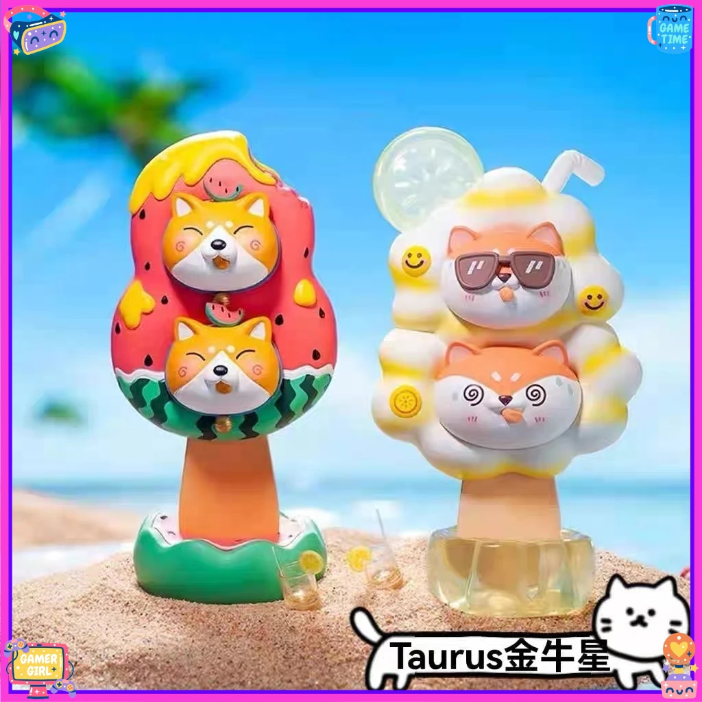 Miniso miniso tempo sorvete caixa cega estatuetas flor de cerejeira bonito coelho melancia porco triste shenzai estatuetas