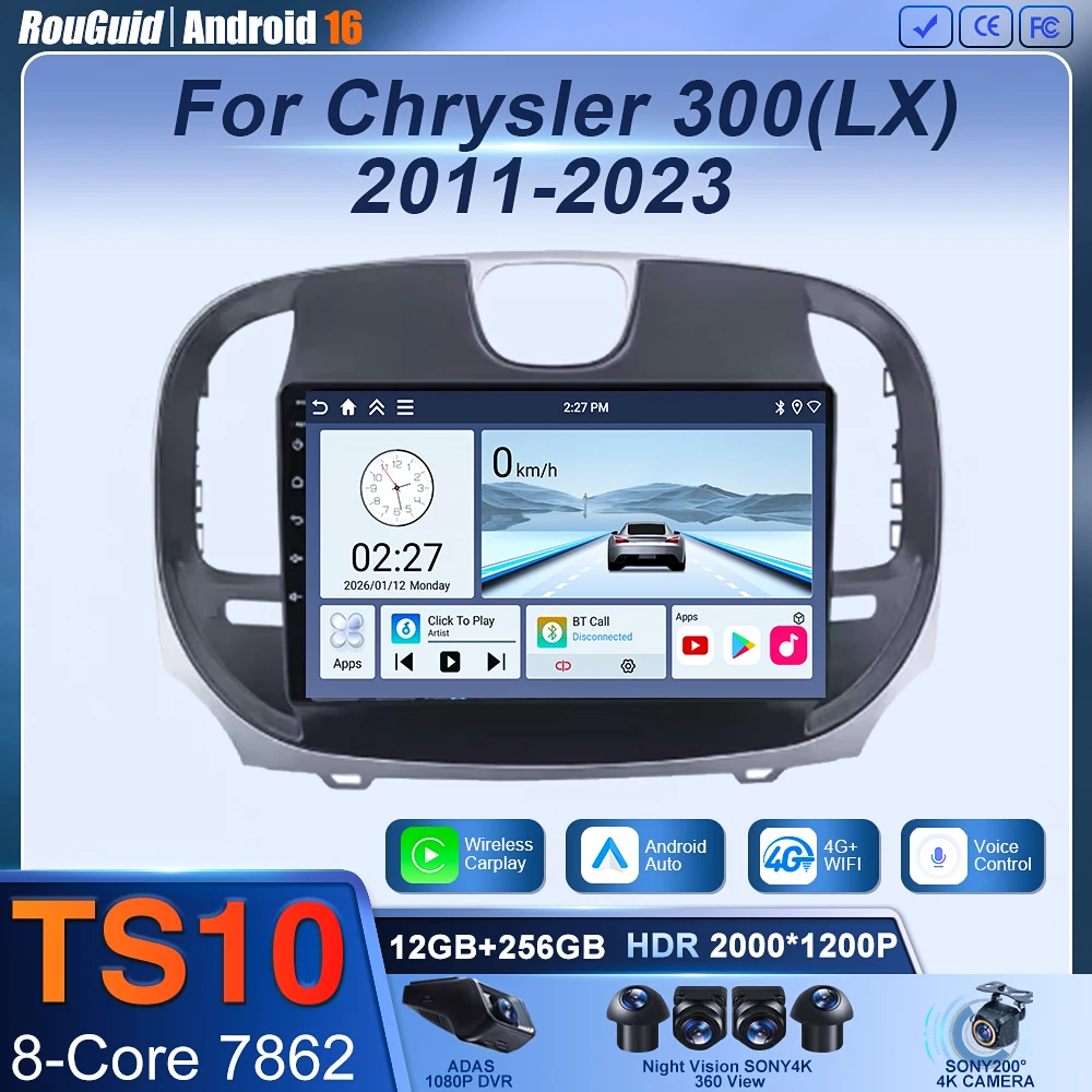 Android 16 For Chrysler 300(LX)2011-2023 Car Radio Multimedia Player Touch Screen 5G Wifi Carplay Autoradio GPS DSP BT