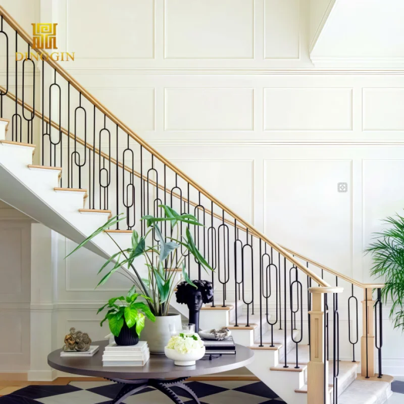 맞춤형 철제 계단 난간 액세서리, 철제 계단 난간 디자인 사진, 실내 단조 철제 난간, 타원형