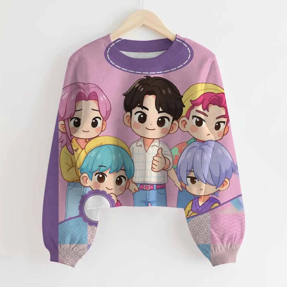 

Kpop Demon Hunter Fashion Kids Incredibox Hoodie Short Sweatshirts Children's Winter Soft Clothing Cartoon crop Hoodie ﻿