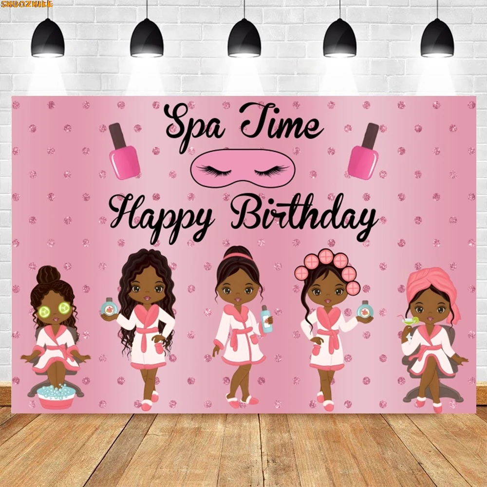 

Spa Party Backdrop Lipstick Beauty Make Up Girls Birthday Party Customize Photography Background Wall Decor Banner Studio Props