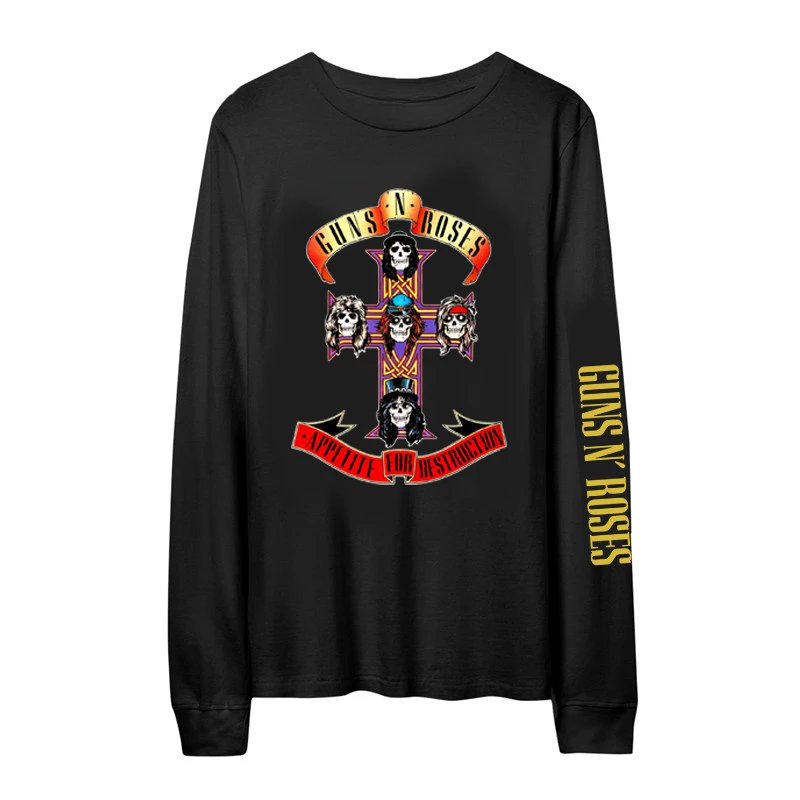 Camiseta de Manga Longa com Capuz 2026 da Banda Guns N' Roses, uma Banda Retro de Punk Rock Europeia e Americana