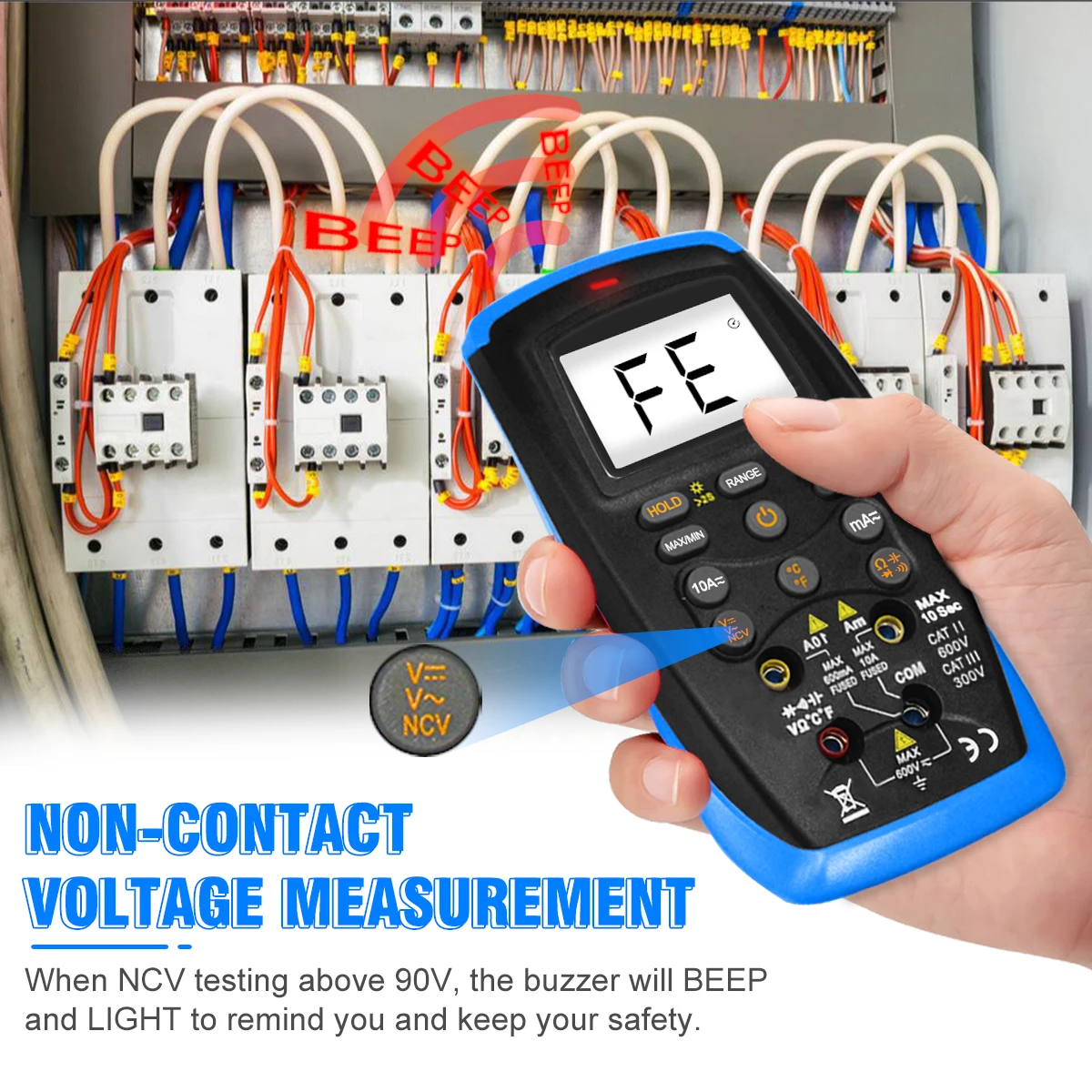 

6000 Counts True RMS Digital Multimeter Key Type NCV Auto Ranging AC DC Voltage Current Capacitance Temperature Tester for DIY