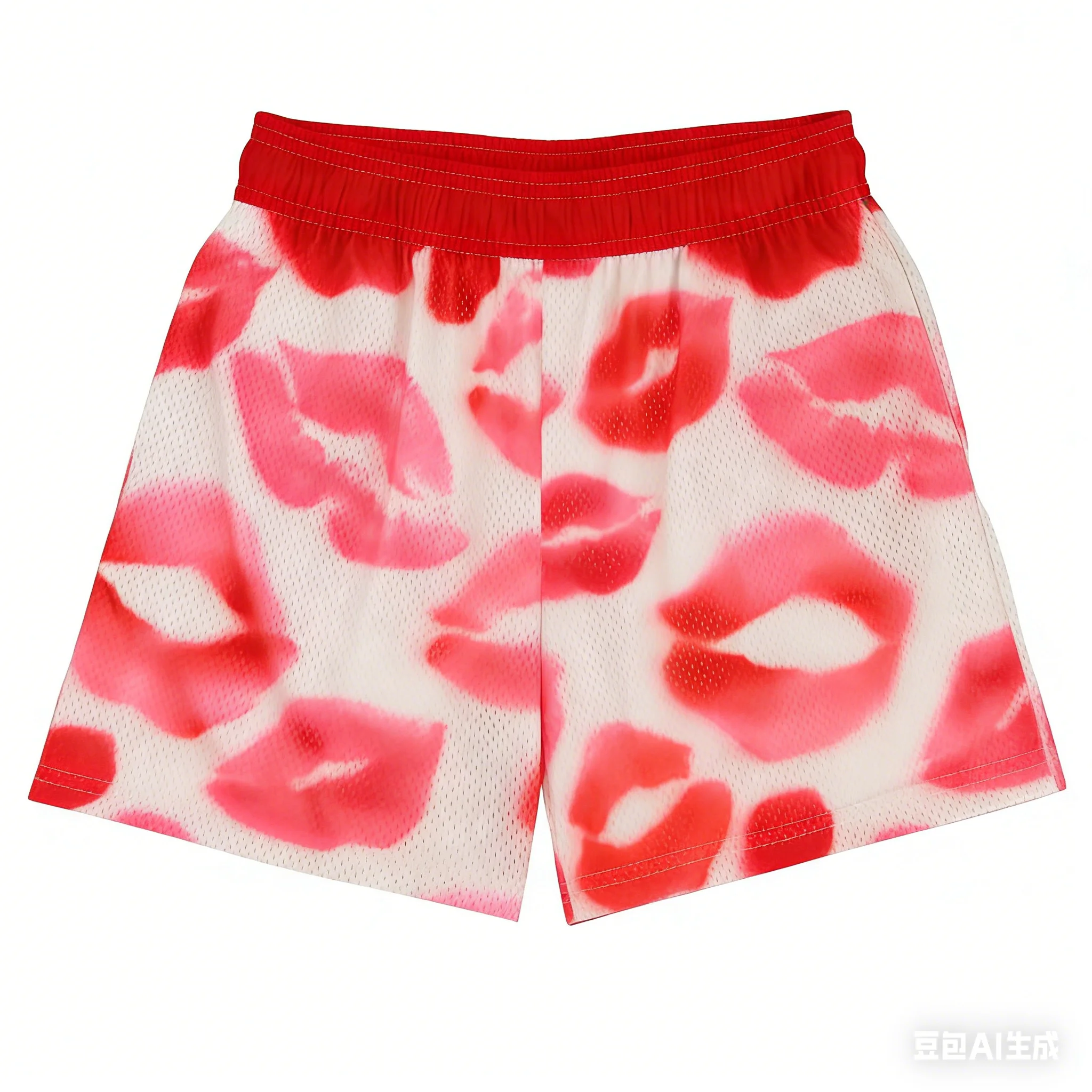 Latest Men's, Women's, and Children's Dopamine Color-blocking Lip Print 3D Breathable Sports Casual Shorts