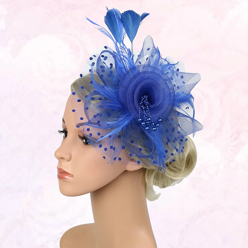 

Dark Blue Fascinators Hat Women Mesh Hair Clip Headband Vintage Wedding Cocktail Tea Party Elegant Party Fashion