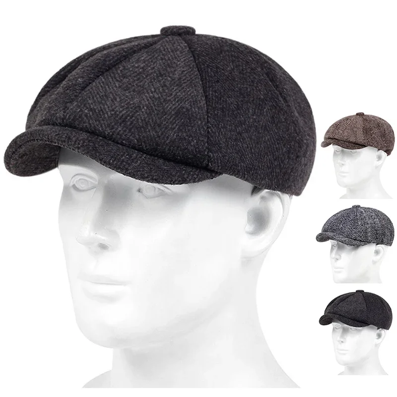 Retro Achteckiger Hut Vielseitiger Britischer Newsboy-Hut für Männer und Frauen Ausflug-Sonnenschutz-Baskenmütze Boina Malermütze Forward-Hut
