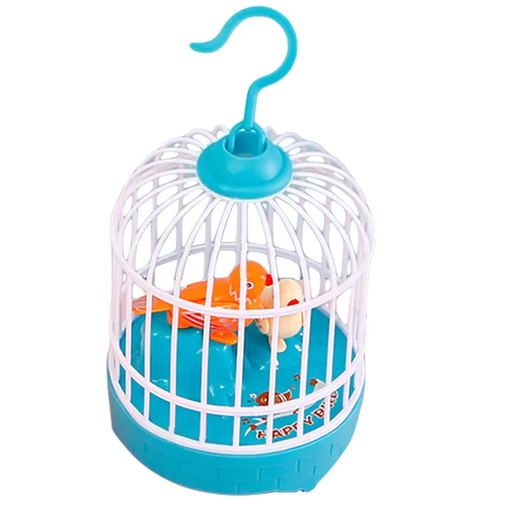 

Voice Control Birdcage Bright Color Sound Induction Simulation Singing Bird Cage Educational Interactive Children
