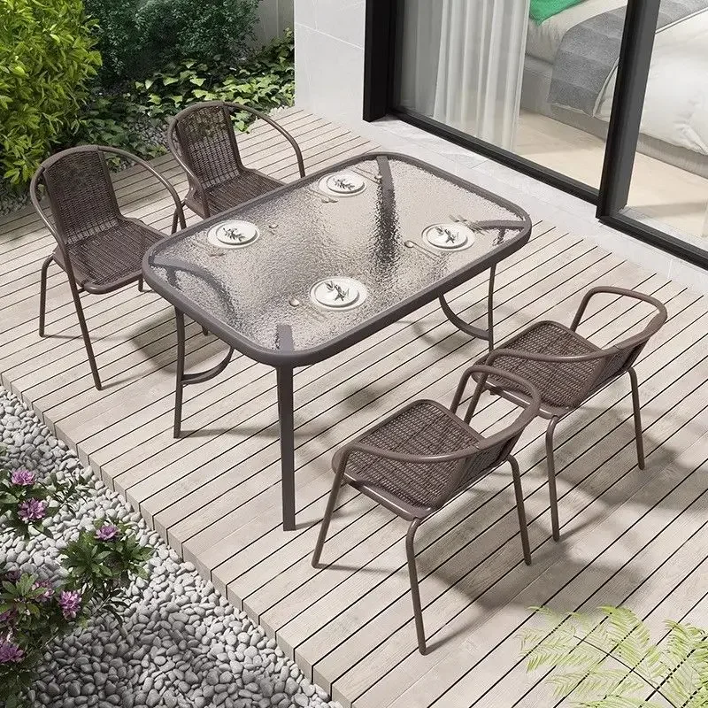 Outdoor tables and chairs Garden Outdoor courtyard Balcony Leisure rattan cafe Drinking tea Waterproof sunscreen Coffeechair co