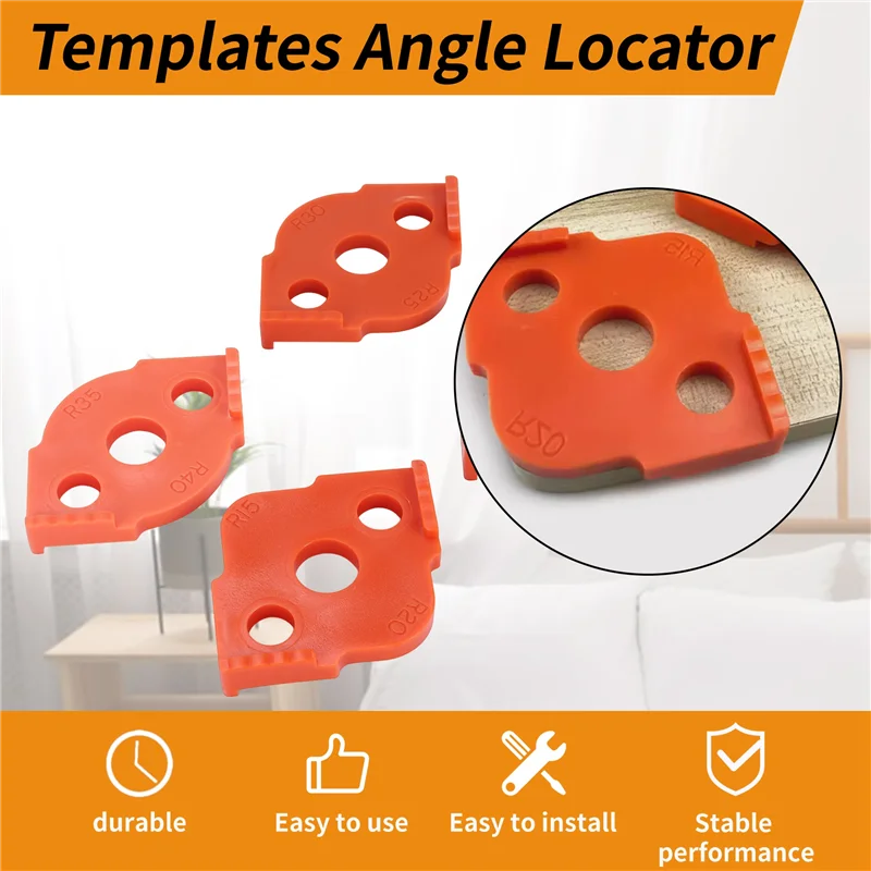 ABKL-4Pcs Woodworking Router Corner Radius Templates Jig R5 To R40 Routing Curved Corners Milling Circular Radian