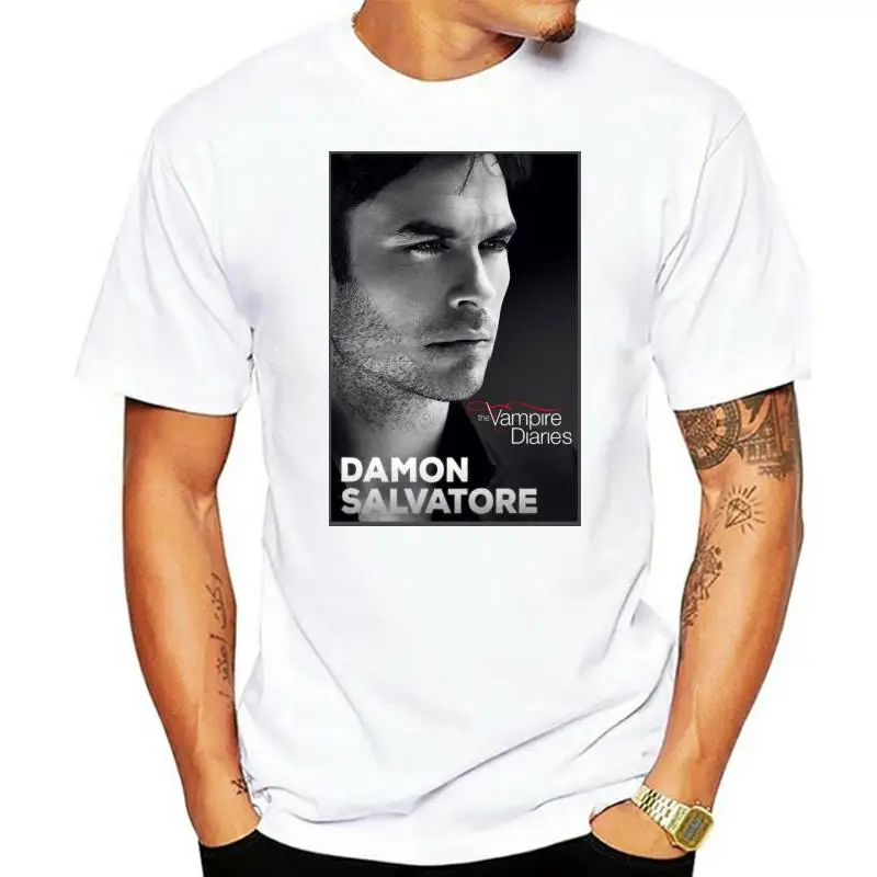 Damon Salvatore The Vampire Diaries Men T Shirt Fashion Cheap Plus Size Cotton Short Sleeve Custom Men T-shirt