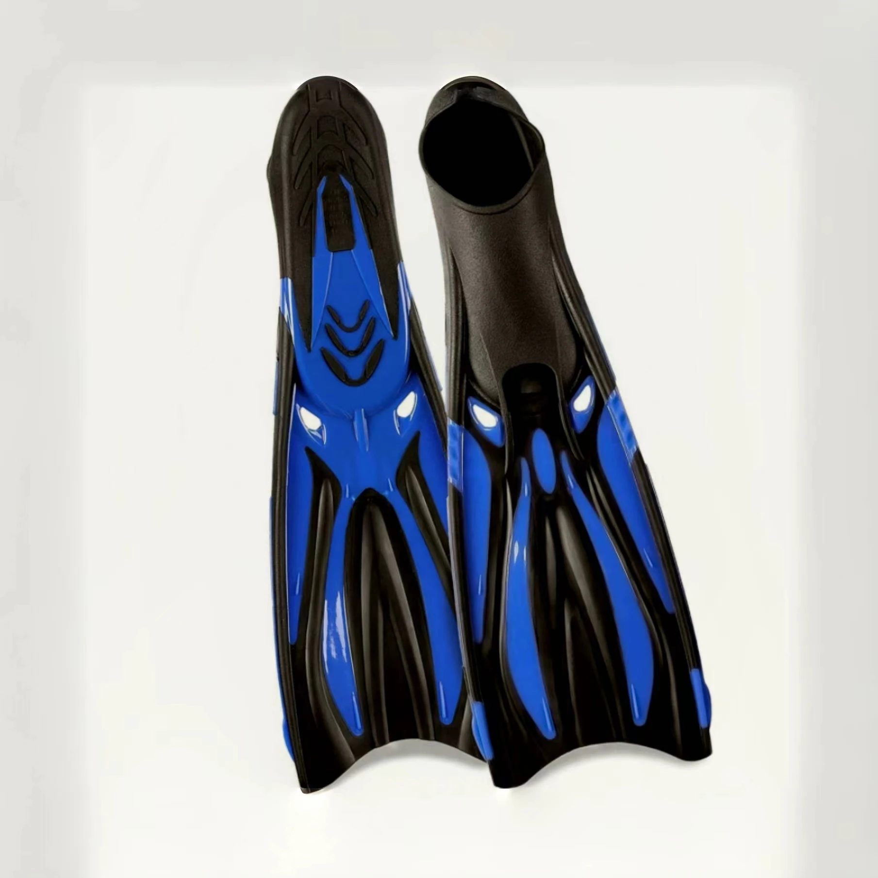 Flippers fins for swimming, snorkeling training, breaststroke, freestyle, butterfly stroke. Made of silicone.