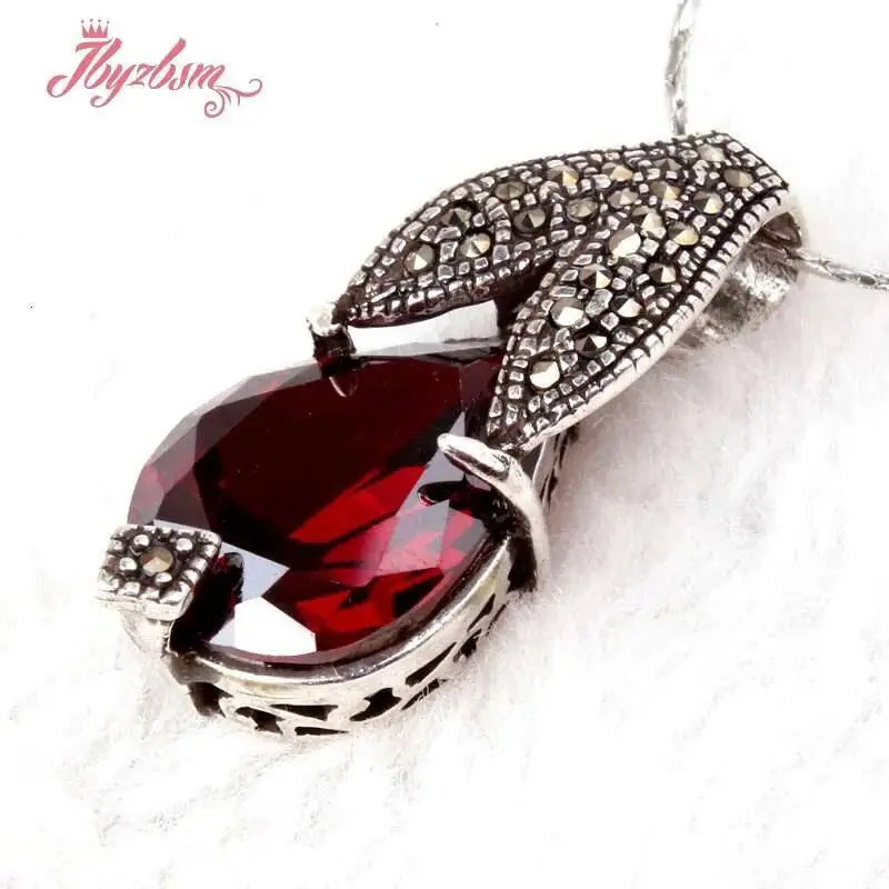 

12x16mm Drop Stone Beads Marcasite White Tibetan Silver For Women New Year Christmas Gift Fashion Trendy Pendant 1 Pcs