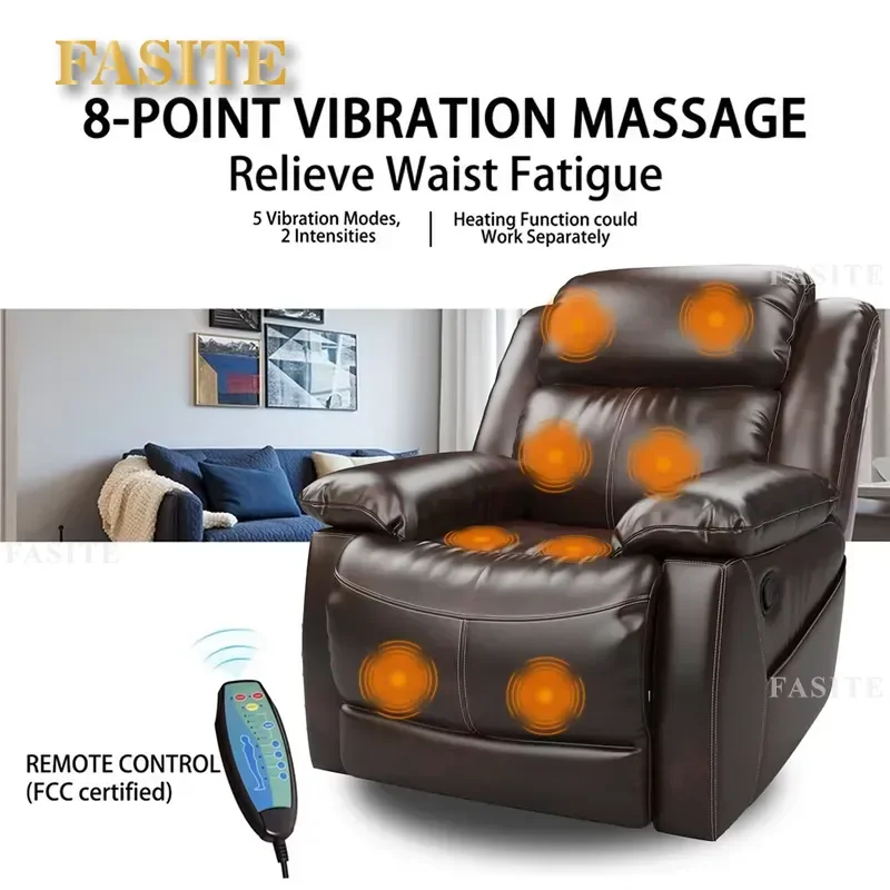 PU leather wooden frame sofa electric modern recliner with massage function and remote control function