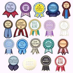 Creative Medal Shaped Enamel Pins Mental Health Positive Words Lapel Badge Accessories Clothes Backpack Brooches Jewelry Gift