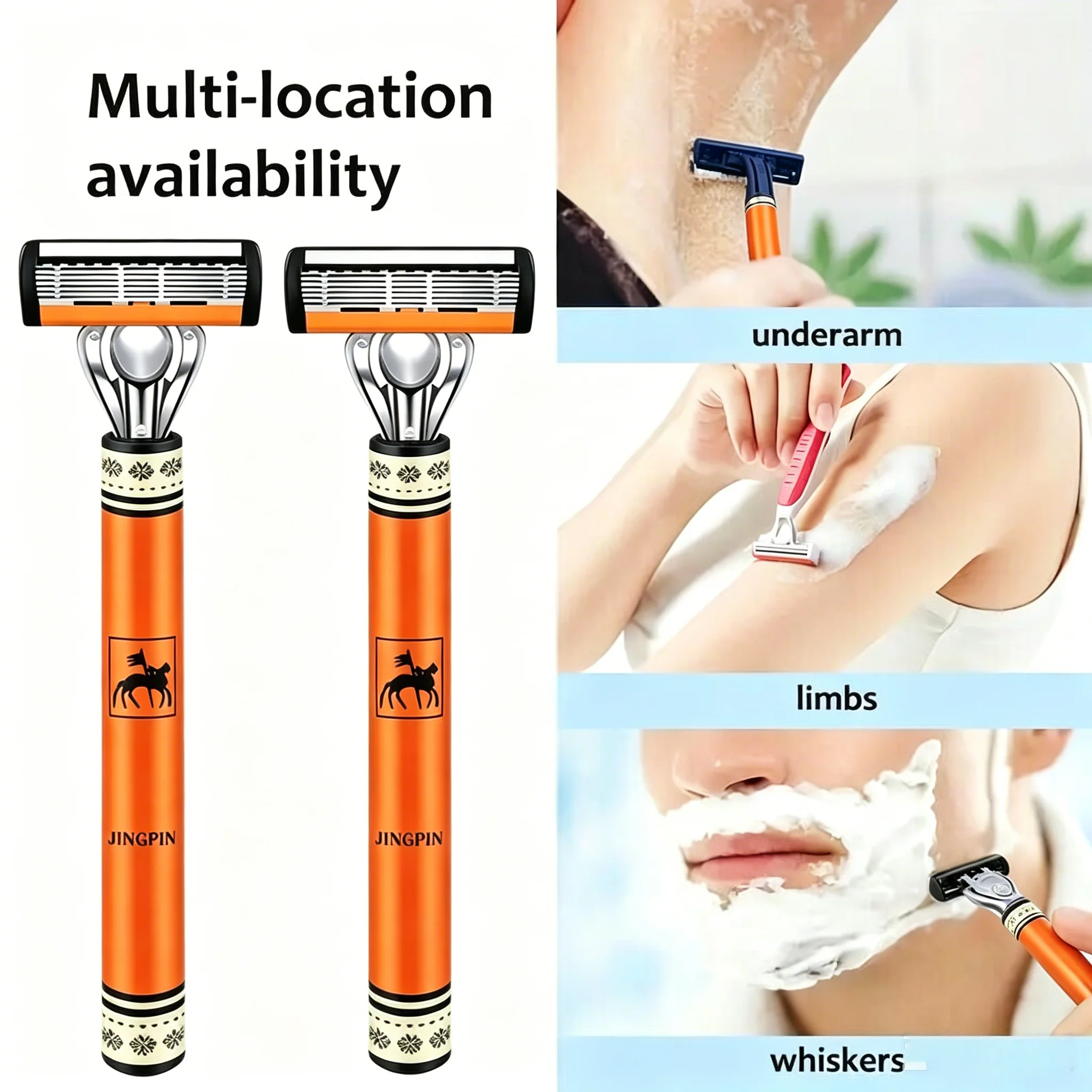6-Layer Razor Head Manual Shaver, Blade Razor Safety Shaving Beard Moustache Manual Shaver Set 1Handle and 18blades