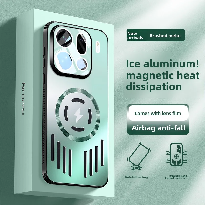 لـ OPPO Find X9 Pro حافظة معدنية صلبة تبديد الحرارة شحن لاسلكي مغناطيسي حماية الغطاء الخلفي لـ Find X9 X8 PRO X8S Shell