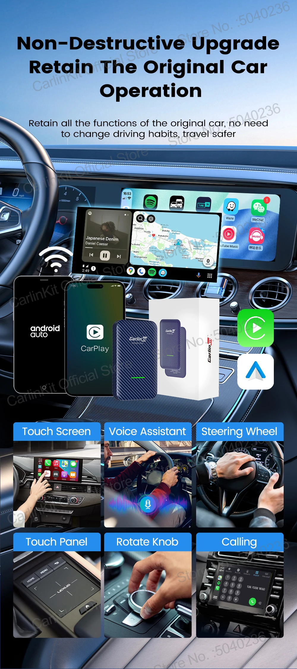 CarlinKit 4.0 CP2A 2-in-1 CarPlay Android Auto Wireless Adapter für kabelgebundene CarPlay-Fahrzeuge BT Wifi 5GHz Online-Upgrade Smart Car Box – Detail 13