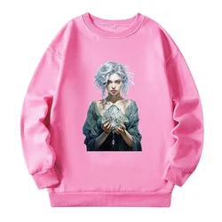 Gothic Prinses Print Plus Size Grafische Sweatshirts Y 2K Streetwear Big Size Sweatshirts 2024 Lente Herfst Warme Vrouw Kleding