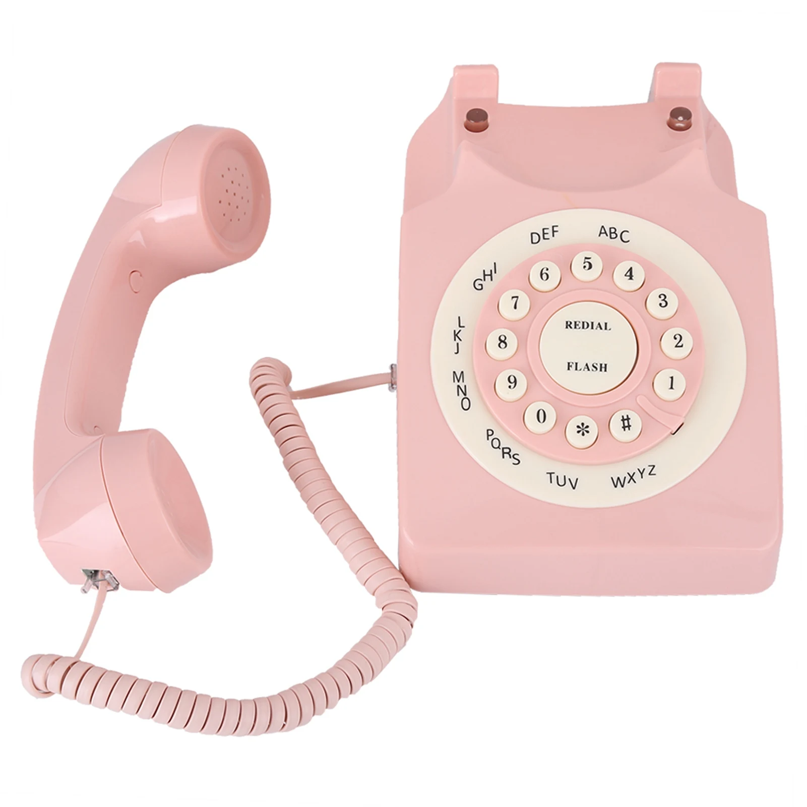 Landline Desk Telephone Vintage Telephone High Definition Call Quality Wired Telephone for Home  Pink
