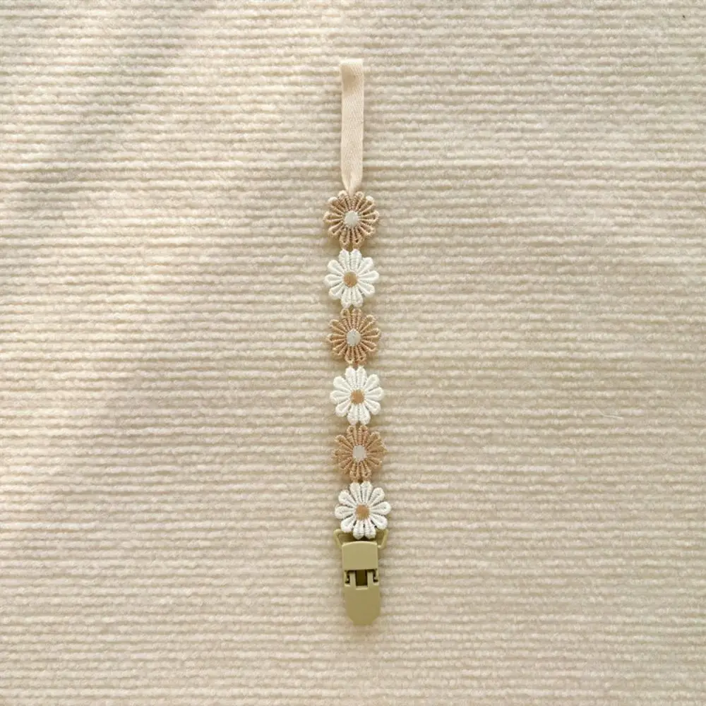 Cute Daisy Baby Pacifier Chain Adjustable Teether Straps Soother Holder Dummy Clips Flower Nipple Holder Clips Baby