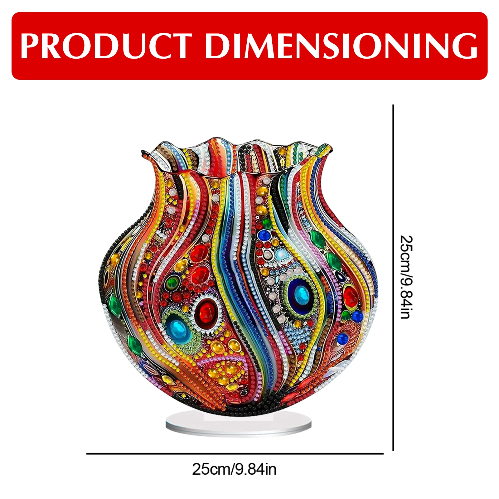 مزهرية رسم ماسية على شكل خاص من الأكريليك، مجموعة طلاء رائعة 5D DIY، مجموعة أدوات رسم بأحجار الراين الملونة للبالغين المبتدئين #6