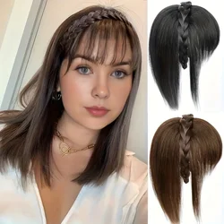 Synthetic Hair Topper With Headband Hair Bangs 3D Hair Bangs Synthetic Hair Clip In Hair Extensions For Daily Use Hair Accessori