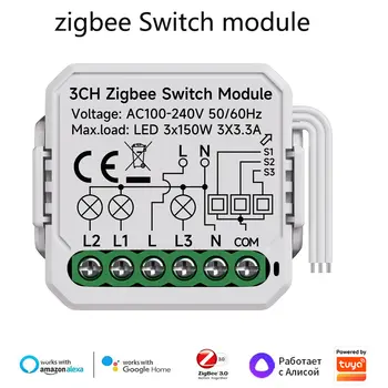 Tuya Smart Zigbee Switch Module 1/2/3/4 Gang Switch Mini Smart Jistič Smart Life Control s Alexou Google Home Alice 8 nejlepší prodej ZigBee 8kanálový relé - №6