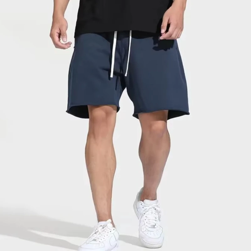 New pure cotton solid color sports men's summer fashion breathable casual running basket streetwear shorts men shorts