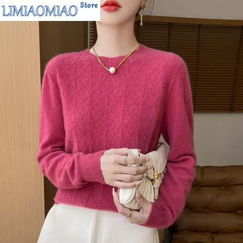 

Women's Clothing All-match Solid Color Pullover Long Sleeve Autumn Winter Half High Collar Sweater Knitted Casual Elegant Tops