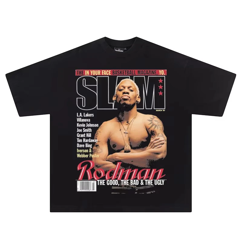 New Hip Hop Streetwear Men's T-shirts Basketball Star Printed Tee Cotton Breathable Fans Oversized Casual Y2K Clothes Tops