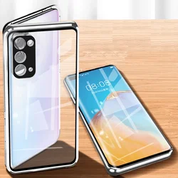 Double Sided Glass Metal Magnetic Adsorption Phone Case For OPPO Reno 12 11 F 10 Pro Plus 5G Camera Lens Protection Cover Cases