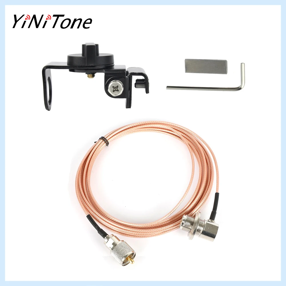 

RB-20 black Mobile Car Radio Antenna Mount Bracket PL259 5M Extension Cable Kit For QYT Baojie KT-8900R TH-9800