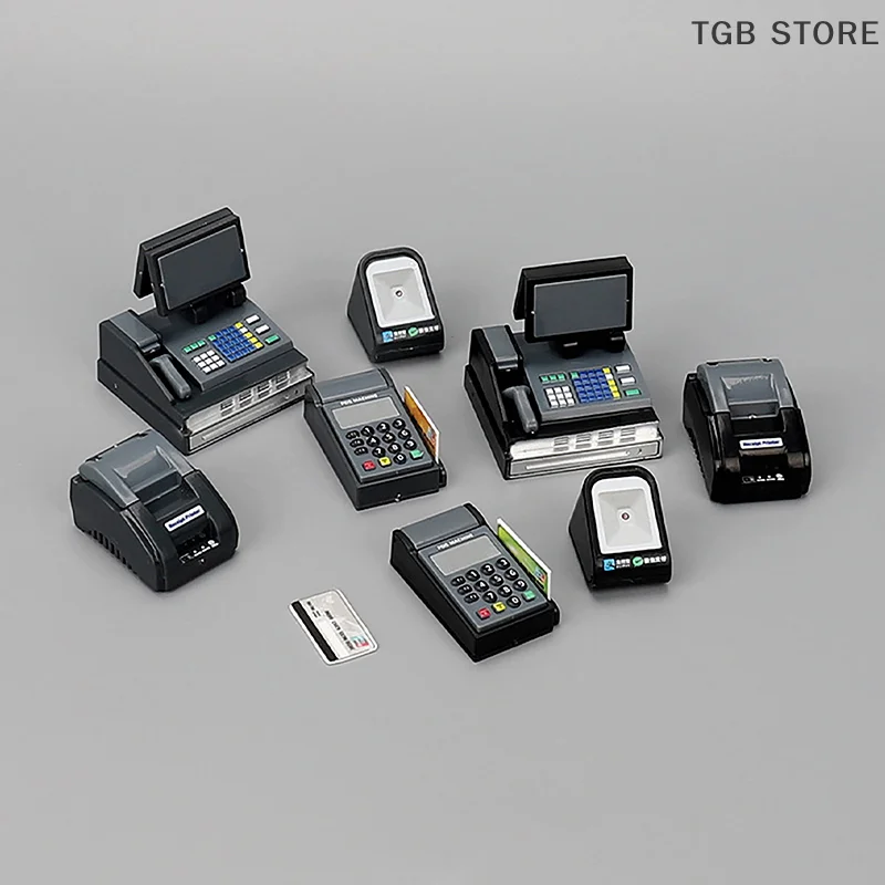 1Set Mini Cash Register Card Machine POS Machine DollHouse Supermarket Scene Props