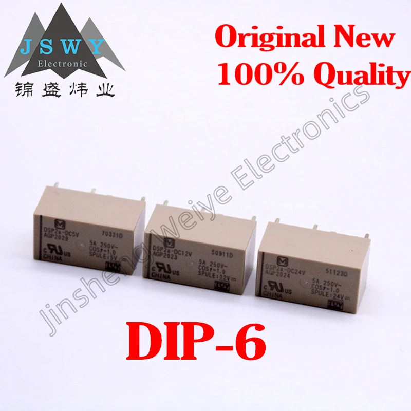 1~30PCS Good quality DSP2a-DC5V AGP2029 Relay 6 pins 5A 5VDC 2 sets Normally Open Brand new Free shipping