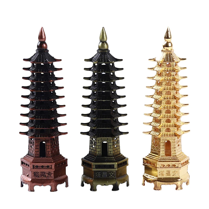 Feng Shui Alloy 3D Model China Wenchang Pagoda Tower Crafts Statue Souvenir Home Decoration Metal Handicraft 2020 New