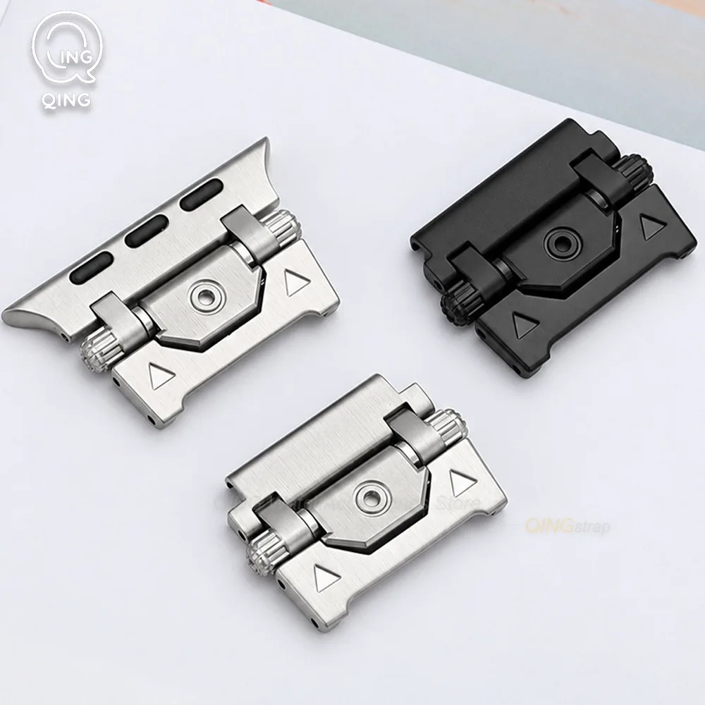 for Apple 42mm 49mm Stainless Steel Bands Lugs Metal Connector for Universal Flat End 20/22mm To 20mm Silver Black Watch Adapter