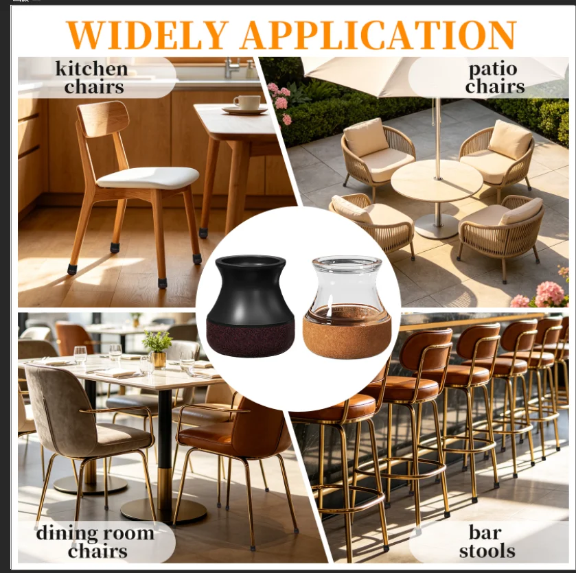 8PCS Chair Leg Protectors with Diagonal Thick TPE Pads Silicone Floor Felt Foot Cover for Hardwood Noise Resistance Furniture image 6