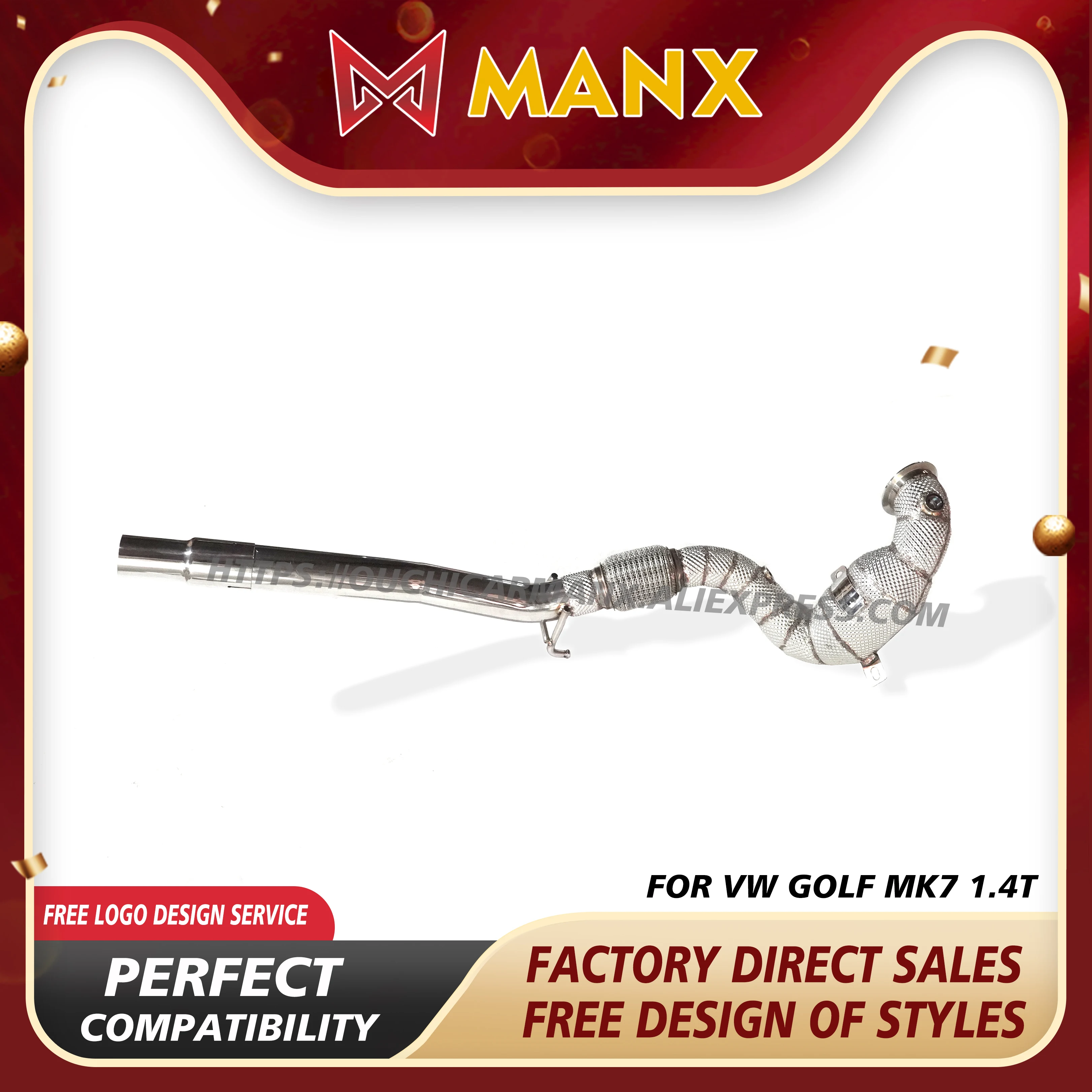 

MANX Catalyzed/Catless Downpipe for VW Golf MK7 1.4T | Stainless Steel, Performance Exhaust + Perfect Fit