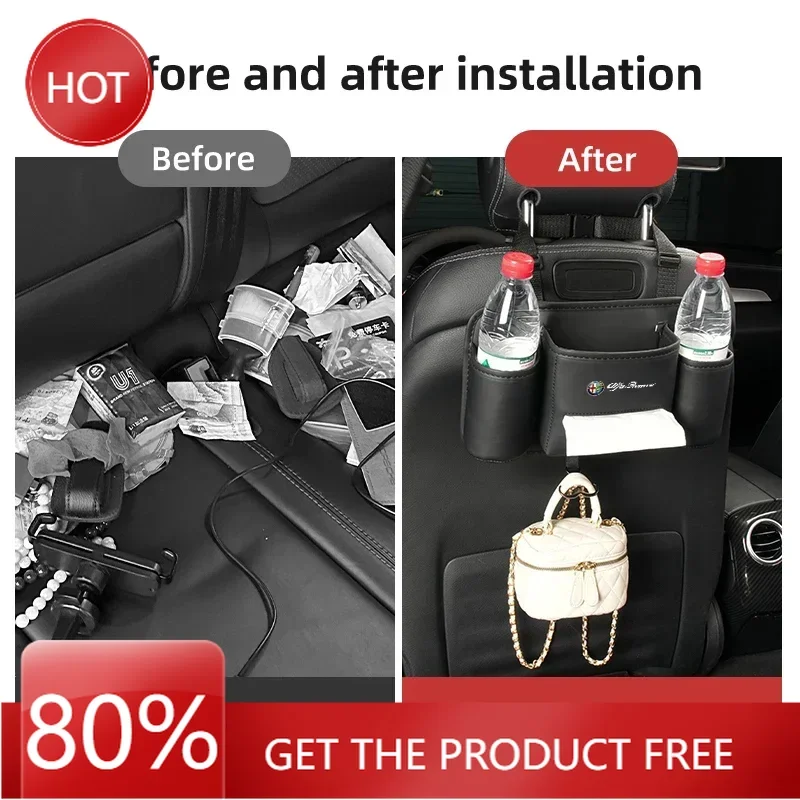 Hub Caps Car Seat Back Water Cup Holder Tissue Hanging Storage Pocket For Alfa Romeo 159 Giulietta Giulia 147 Mito 156 159 166 G