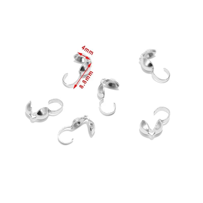 

200 шт., наконечники из бисера из нержавеющей стали, концы шнура, открытые раскладушки, обжимные уборы, крышки, фурнитура для ювелирных изделий для изготовления браслетов и ожерелья