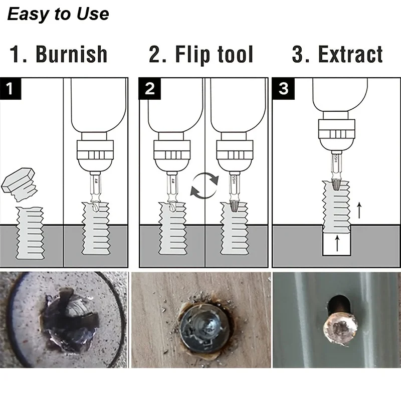 Extracteur de vis endommagé, mèche de forage en HSS, dissolvant cassé, petit, facile à retirer, Kit de démontage rapide, outils électriques de démolition facile