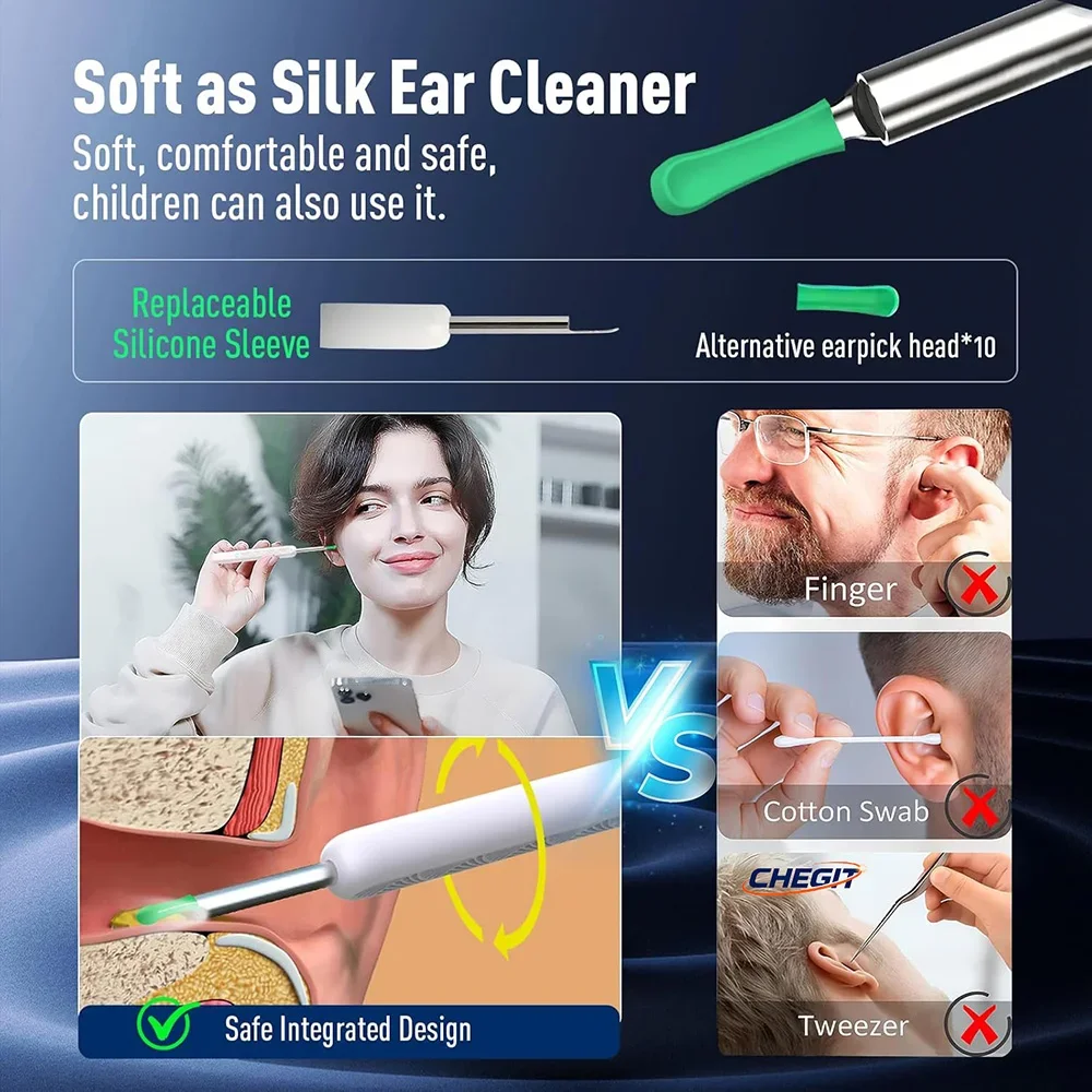 Wireless Ear Wax Cleaner with Camera Safe Earwax Removal Endoscope with Camera Luminous Otoscope Ear Cleaning Tools Ear Care
