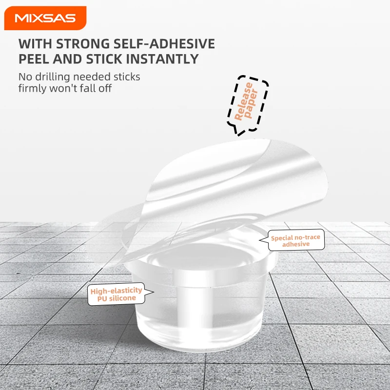 MIXSAS 1-4PCS autoadesivo rotondo fermaporta G18 silicone trasparente maniglie per porte cuscino protettivo da parete cuscinetti per mobili