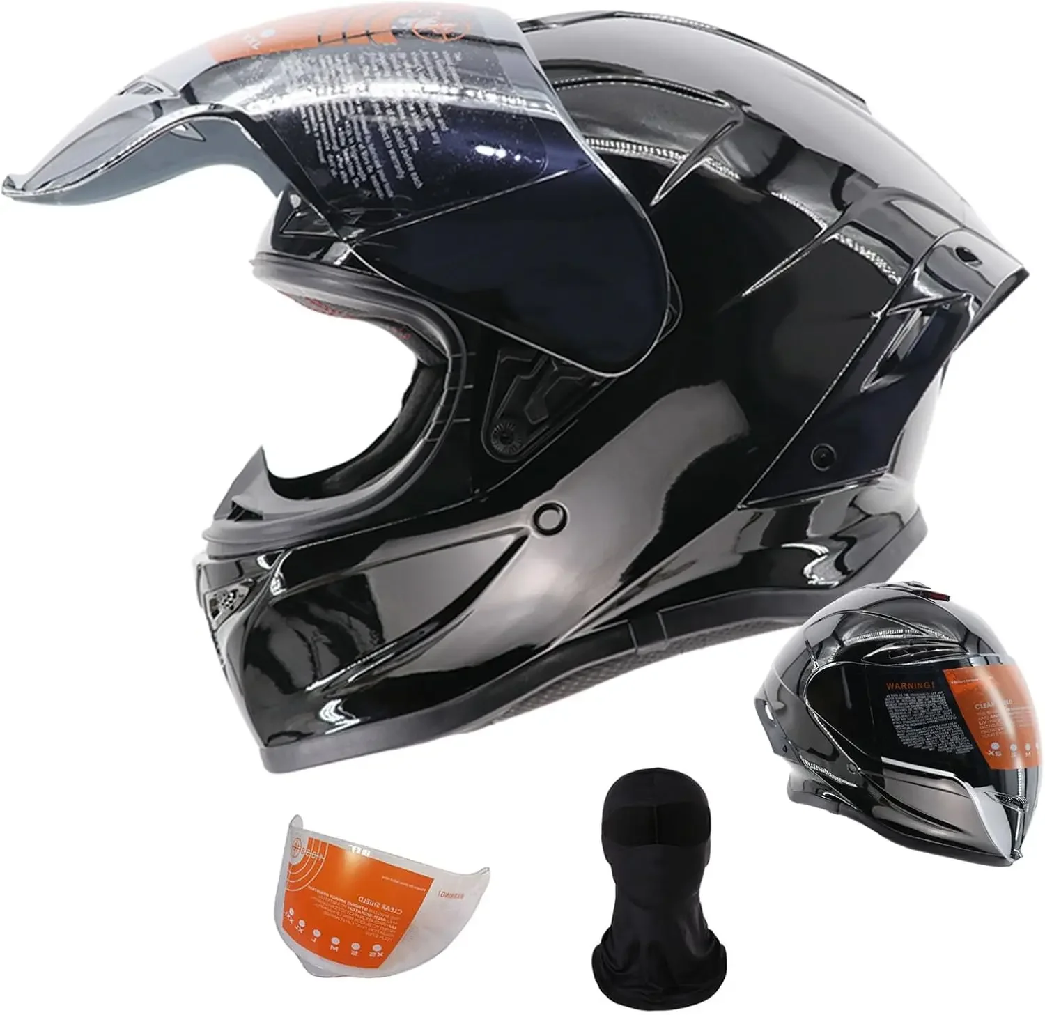 

Certified Full Face Motorcycle Helmet with 2 Visors for Motocross and Street Bike Riders - Suitable for Men and Women of all Age