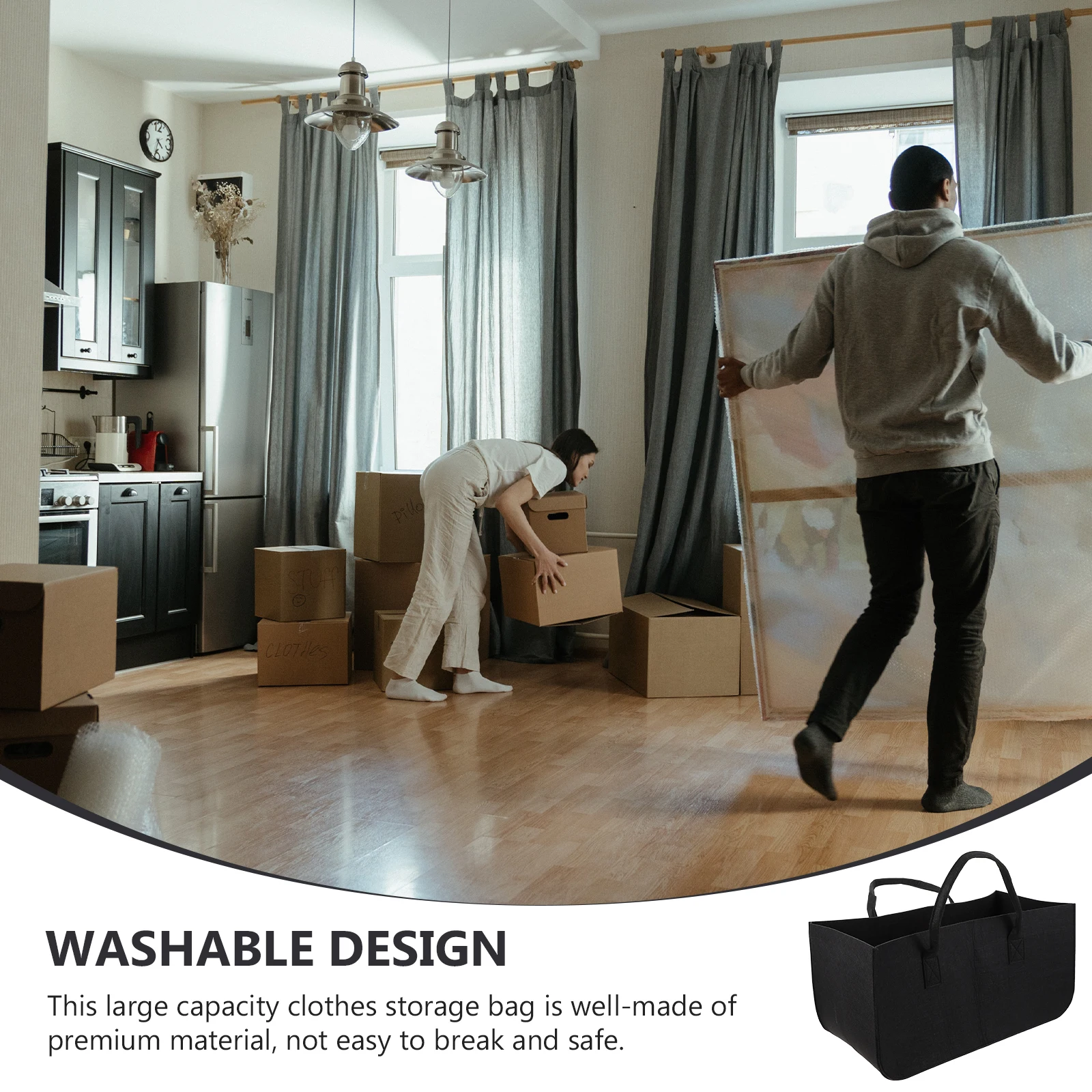 

Felt Storage Bag Large Capacity Washable Travel Laundry ganizer Folding Sundry Pouch H held Clothes Toy Book Storage