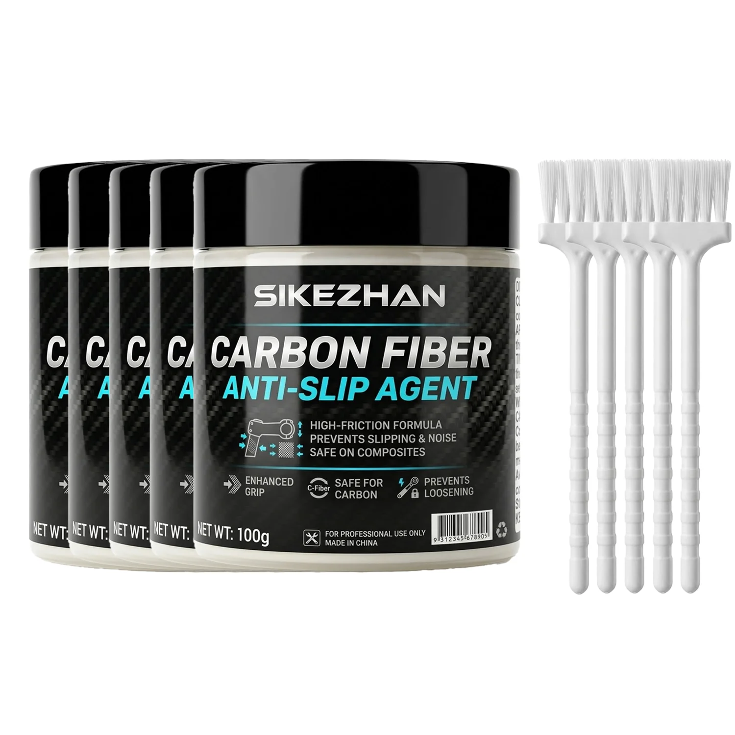 SIKEZHAN 100g Carbon-Montagepaste mit Pinsel, Fahrrad-Reibungsmittel für Sattelstütze & Lenker, Verhindert Rutschen, Geräusche & Verstauung